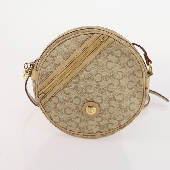 CELINE Macadam Canvas C Sulky Bag PVC Leather 3 Set Beige White Auth bs35108