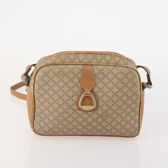 CELINE Macadam Canvas C Sulky Bag PVC Leather 3 Set Beige White Auth bs35108