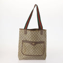 GUCCI GG Supreme GG Canvas Web Sherry Line Tote Bag PVC 2 Set Beige Auth bs35109-2