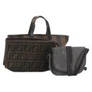 FENDI Zucchino Canvas Zucca Canvas Pecan Canvas Bag PVC 3 Set Auth bs35110-1