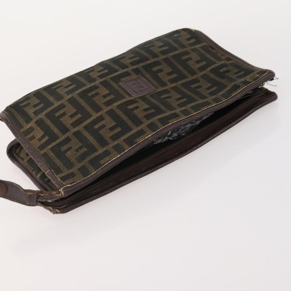 FENDI Zucchino Canvas Zucca Canvas Pecan Canvas Bag PVC 3 Set Auth bs35110