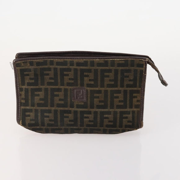 FENDI Zucchino Canvas Zucca Canvas Pecan Canvas Bag PVC 3 Set Auth bs35110