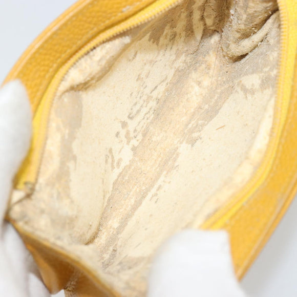 CHANEL Pouch Caviar Skin Yellow Gold CC Auth bs35112
