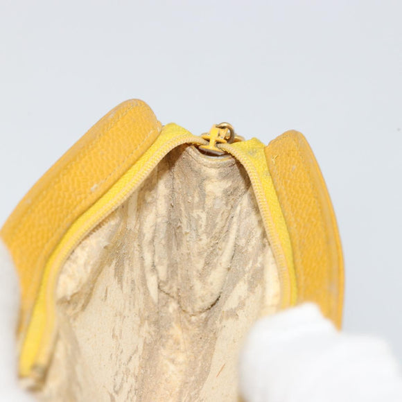 CHANEL Pouch Caviar Skin Yellow Gold CC Auth bs35112