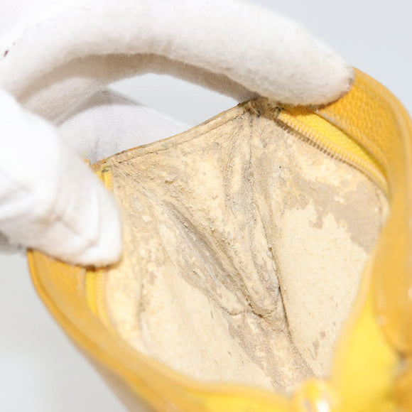 CHANEL Pouch Caviar Skin Yellow Gold CC Auth bs35112