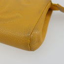 CHANEL Pouch Caviar Skin Yellow Gold CC Auth bs35112-7