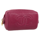 CHANEL Pouch Caviar Skin Pink Gold CC Auth bs35113-1