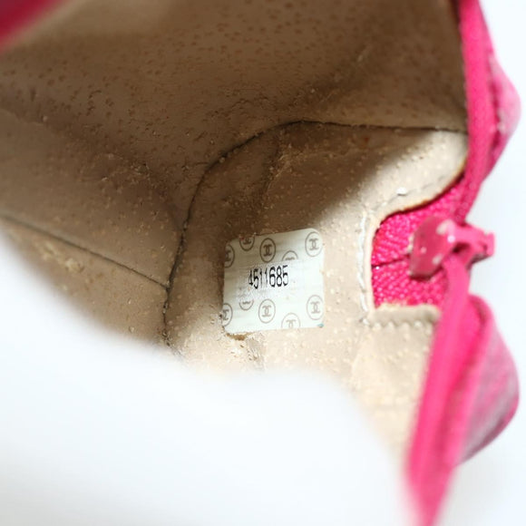 CHANEL Pouch Caviar Skin Pink Gold CC Auth bs35113