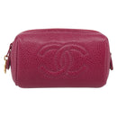 CHANEL Pouch Caviar Skin Pink Gold CC Auth bs35113-2