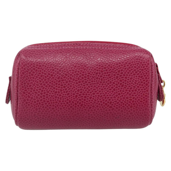 CHANEL Pouch Caviar Skin Pink Gold CC Auth bs35113