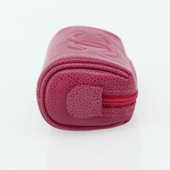 CHANEL Pouch Caviar Skin Pink Gold CC Auth bs35113