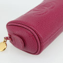CHANEL Pouch Caviar Skin Pink Gold CC Auth bs35113-9