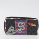 GUCCI GG Supreme Long Wallet PVC 2 Set Beige Navy Auth bs35114-11
