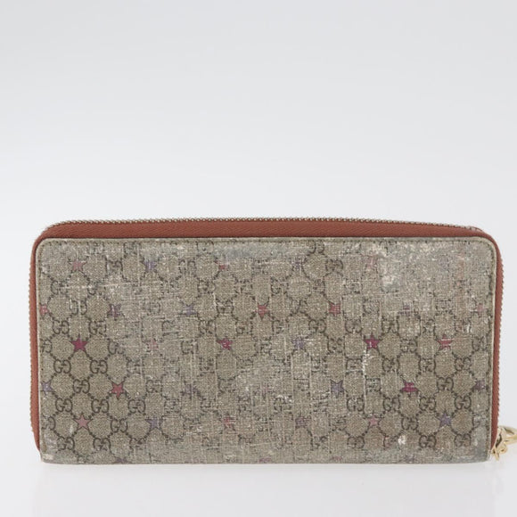 GUCCI GG Supreme Long Wallet PVC 2 Set Beige Navy Auth bs35114
