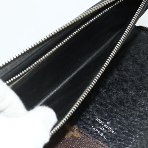 LOUIS VUITTON Monogram Macassar Zippy Wallet Vertical M60109 LV Auth bs35115