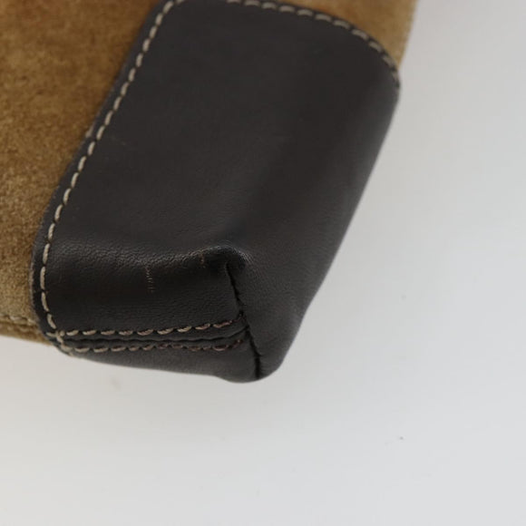 LOEWE Anagram Shoulder Bag Suede Beige Gold Auth bs35117