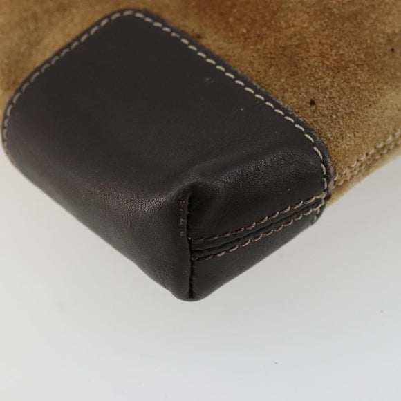 LOEWE Anagram Shoulder Bag Suede Beige Gold Auth bs35117