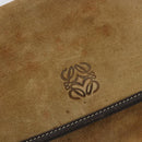 LOEWE Anagram Shoulder Bag Suede Beige Gold Auth bs35117-18