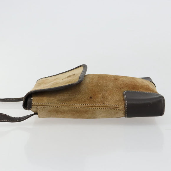 LOEWE Anagram Shoulder Bag Suede Beige Gold Auth bs35117