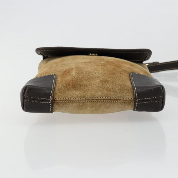 LOEWE Anagram Shoulder Bag Suede Beige Gold Auth bs35117