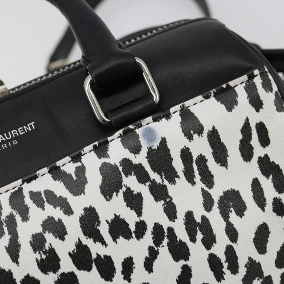 SAINT LAURENT Duffle Toy Handtasche Leder 2-Wege Schwarz Silber Original bs35119