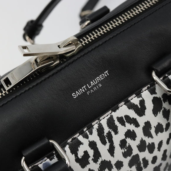 SAINT LAURENT Duffle Toy Handtasche Leder 2-Wege Schwarz Silber Original bs35119