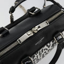 SAINT LAURENT Duffle Toy Handtasche Leder 2-Wege Schwarz Silber Original bs35119-21