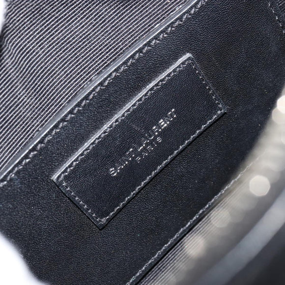SAINT LAURENT Duffle Toy Handtasche Leder 2-Wege Schwarz Silber Original bs35119