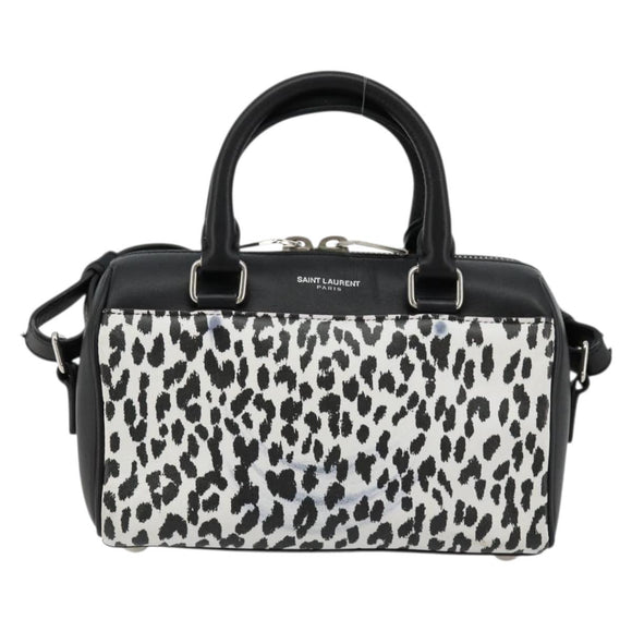 SAINT LAURENT Duffle Toy Handtasche Leder 2-Wege Schwarz Silber Original bs35119