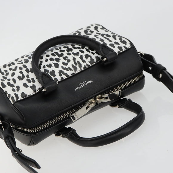 SAINT LAURENT Duffle Toy Handtasche Leder 2-Wege Schwarz Silber Original bs35119