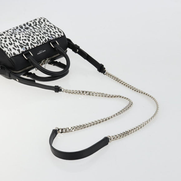 SAINT LAURENT Duffle Toy Handtasche Leder 2-Wege Schwarz Silber Original bs35119