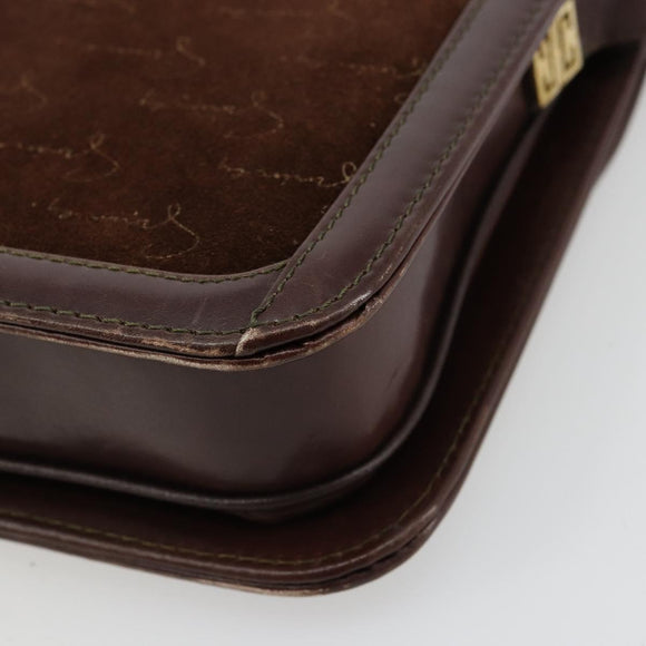 GIVENCHY Shoulder Bag Suede Brown Gold Auth bs35122