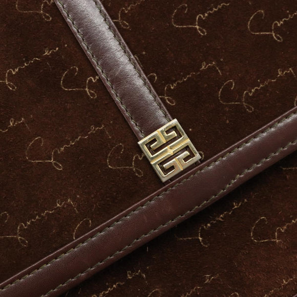 GIVENCHY Shoulder Bag Suede Brown Gold Auth bs35122