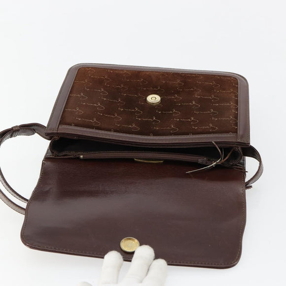 GIVENCHY Shoulder Bag Suede Brown Gold Auth bs35122