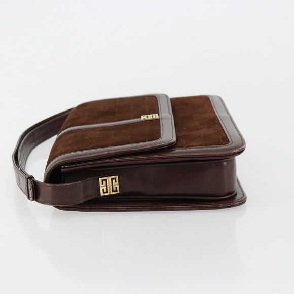GIVENCHY Shoulder Bag Suede Brown Gold Auth bs35122
