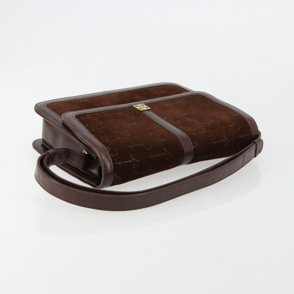 GIVENCHY Shoulder Bag Suede Brown Gold Auth bs35122