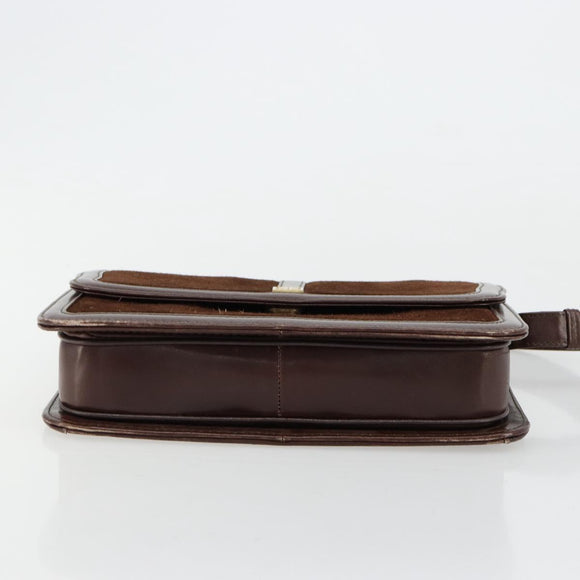 GIVENCHY Shoulder Bag Suede Brown Gold Auth bs35122
