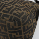 FENDI Zucca Canvas Mamma Baguette Shoulder Bag Black Brown Auth bs35126A-14