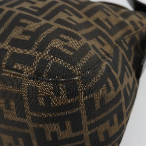 FENDI Zucca Canvas Mamma Baguette Shoulder Bag Black Brown Auth bs35126A