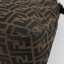 FENDI Zucca Canvas Mamma Baguette Shoulder Bag Black Brown Auth bs35126A-16