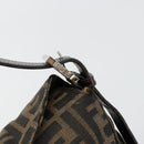 FENDI Zucca Canvas Mamma Baguette Shoulder Bag Black Brown Auth bs35126A-9