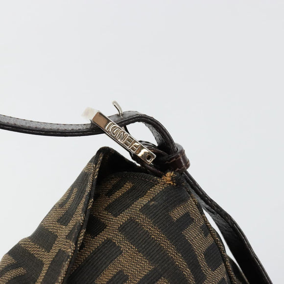 FENDI Zucca Canvas Mamma Baguette Shoulder Bag Black Brown Auth bs35126A