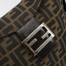 FENDI Zucca Canvas Mamma Baguette Shoulder Bag Black Brown Auth bs35126A-18