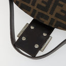FENDI Zucca Canvas Mamma Baguette Shoulder Bag Black Brown Auth bs35126A-10