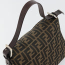 FENDI Zucca Canvas Mamma Baguette Shoulder Bag Black Brown Auth bs35126A-6