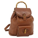 GUCCI Bamboo Backpack Leather Brown Gold 003 3444 0030 Auth bs35138-1