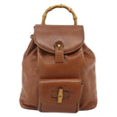 GUCCI Bamboo Backpack Leather Brown Gold 003 3444 0030 Auth bs35138-2