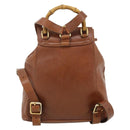 GUCCI Bamboo Backpack Leather Brown Gold 003 3444 0030 Auth bs35138-3