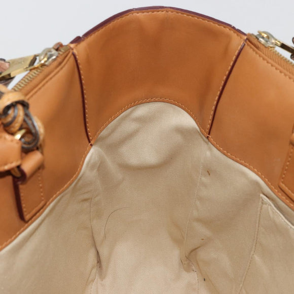 Chloe Tote Bag Leather Beige Gold Auth bs35139