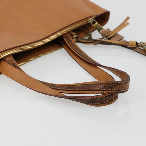 Chloe Tote Bag Leather Beige Gold Auth bs35139